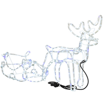 Renifer Led świąteczny z saniami 210 cm świetlna dekoracja biały zimny niebieski flash