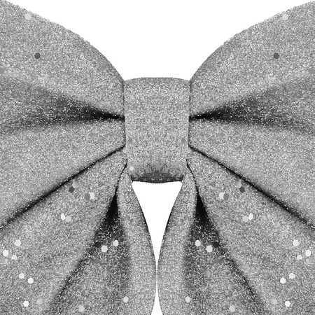 Kokardka świąteczna na choinkę 30 cm brokatowa zawieszka choinkowa srebrna