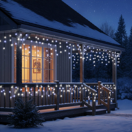 Kurtyna świetlna PRO 50 Led 2,5 m lampki IP65 zimny biały + zimny biały flash zestaw