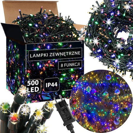 Lampki choinkowe 500 led multikolor + flash 25m oświetlenie świąteczne IP44