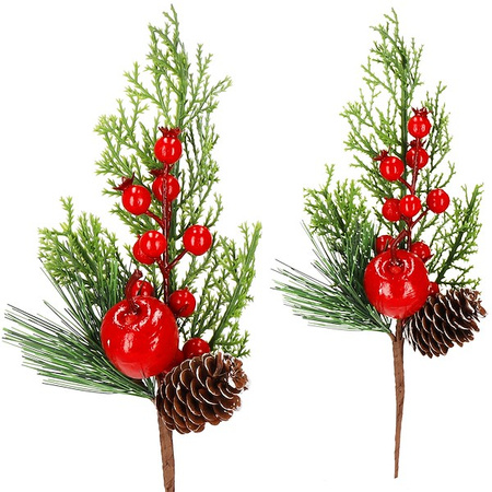 Gałązka świąteczna sztuczna dekoracja do stroika 27 cm 3 szt.
