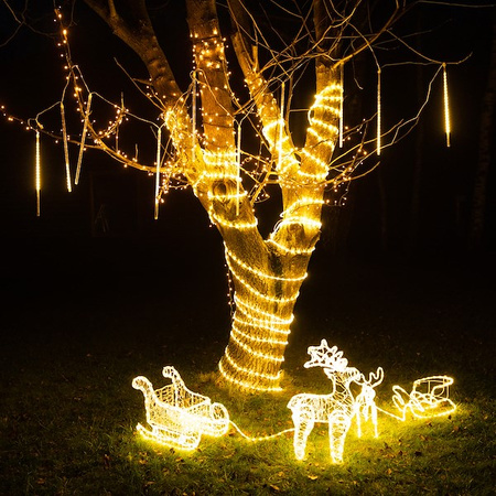 Lampki choinkowe 480 Led sople 10 szt. padający śnieg meteory zewnętrzne biały ciepły