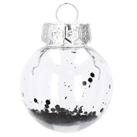 Bombki choinkowe przeźroczyste 24 szt. czarny 5cm zestaw choinkowy