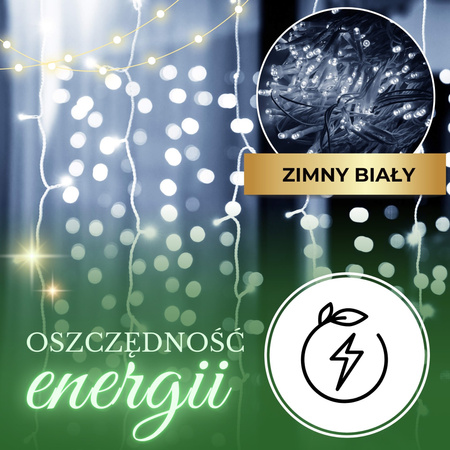 Kurtyna świetlna z pilotem 306 led girlanda, lampki wewnętrzno-zewnętrzne sople zimny biały