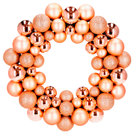 Wianek świąteczny z bombek, dekoracyjny wieniec na drzwi 34 cm stroik, złoty