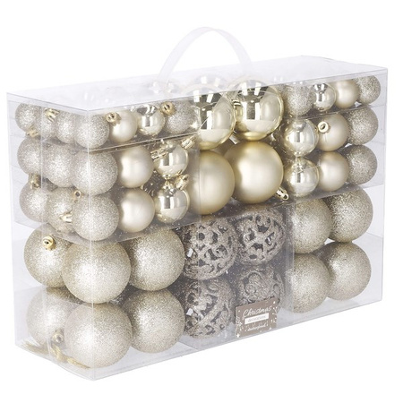 Bombki choinkowe 100 szt. ozdoby świąteczne zestaw 6/4/3 cm złote