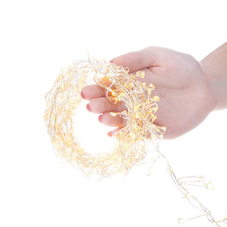 Lampki choinkowe 100 LED sople na baterie białe ciepłe