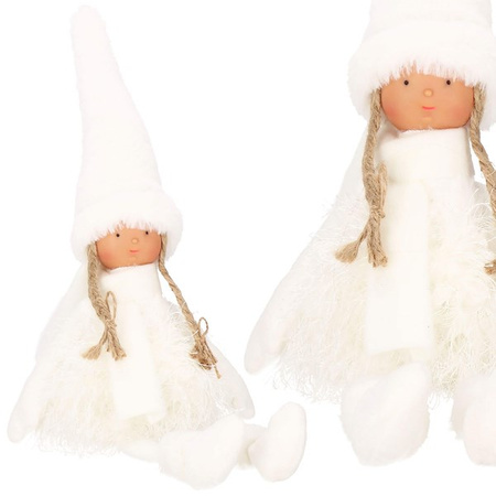 Laleczka 34 cm ozdoba świąteczna, figurka świąteczna, gnom biały