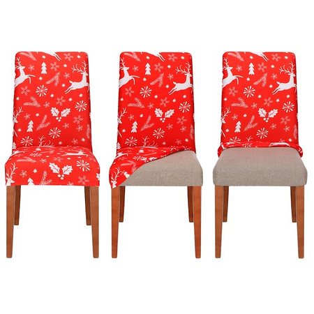 Pokrowiec na krzesło świąteczny, elastyczny, uniwersalny czerwony