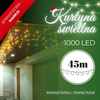 Kurtyna świetlna 1000 led girlanda 45 m lampki wewnętrzno-zewnętrzne sople ciepły biały z zimnym białym flash