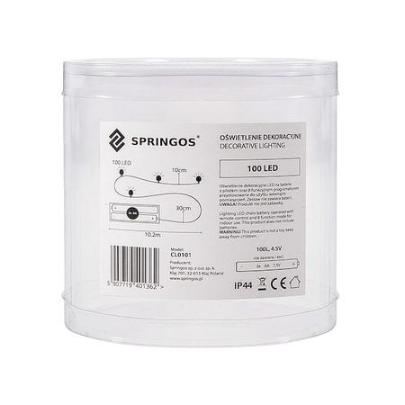 Lampki choinkowe 100 led na baterie z pilotem druciki mikro biały ciepły