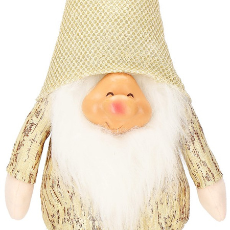 Skrzat 50cm ozdoba świąteczna, stojący krasnal świąteczny, gnom złoty