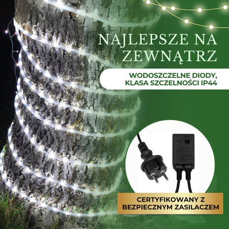 Wąż świetlny 480 Led biały zimny 20m z programatorem IP44
