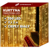 Kurtyna świetlna ciepły biały 200 Led 3x2 m lampki wewnętrzne z programatorem USB