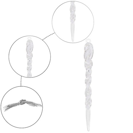 Zawieszka na choinkę sopel 9 szt. akrylowa, ozdoba świąteczna 10 cm przezroczysty