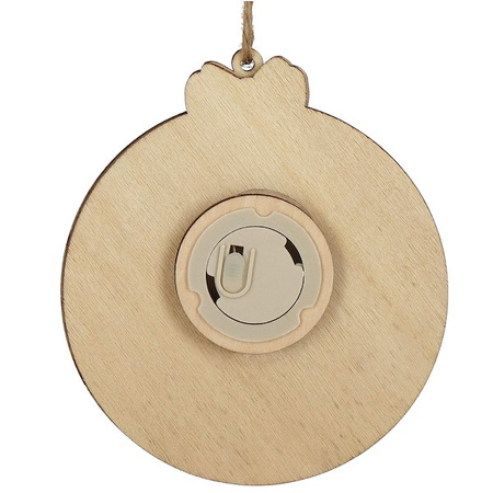 Zawieszka choinkowa mikołaj świecąca ozdoba świąteczna drewniana na baterię