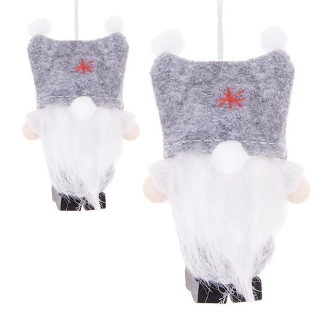 Krasnal 8cm ozdoba świąteczna, skrzat świąteczny, gnom szary