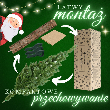 Choinka na pniu 180 cm sztuczna sosna diamentowa ośnieżona jak żywa