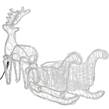 Renifer Led 150 cm świąteczny z saniami świetlna dekoracja do ogrodu biały ciepły