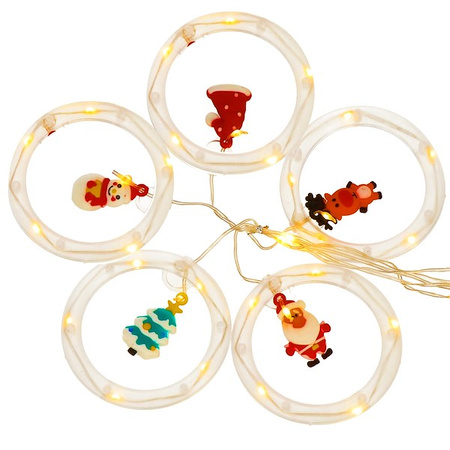 Kurtyna świetlna 110 led girlanda, lampki bombki z figurkami biały ciepły na USB