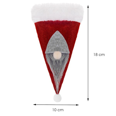Etui na sztućce 10szt. świąteczna kieszonka, czapka czerwona ozdoba świąteczna
