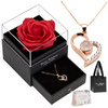 Wieczna róża z naszyjnikiem i pudełkiem prezentowym na dzień kobiet walentynki dla niej 