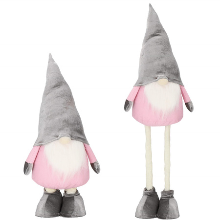 Skrzat 60-86 cm ozdoba świąteczna, krasnal świąteczny, gnom różowy na teleskopowych nóżkach