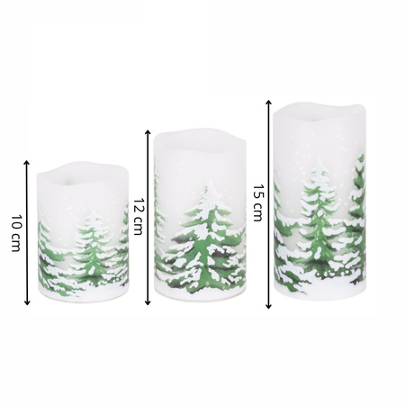 Świeca LED na baterie do stroików, dekoracyjna zestaw 3 szt. świąteczny wzór