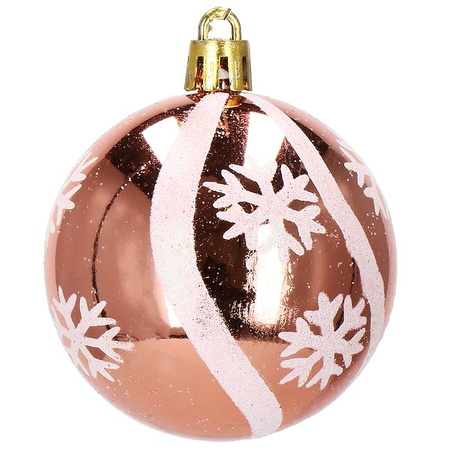 Bombki choinkowe rose gold 24 szt. różowy 6cm zestaw choinkowy