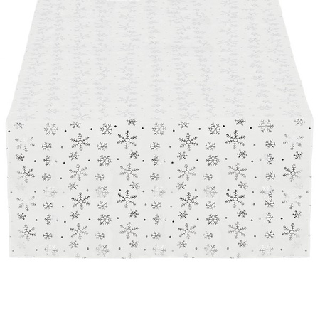Bieżnik na stół świąteczny 220x140cm obrus świąteczny w śnieżynki biały