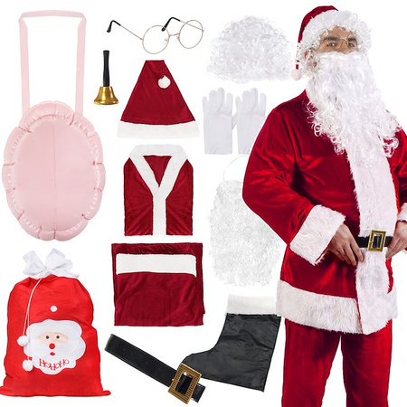Strój św. Mikołaja 12 elementów, kostium przebranie czerwone