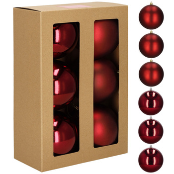 Czerwone bombki choinkowe 13 cm 6 szt. zestaw ozdoby choinkowe półmatowe i połyskujące