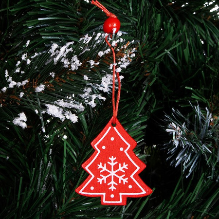 Świąteczne zawieszki 4,5cm drewniane choinki zestaw 3 szt.