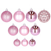 Bombki choinkowe 100 szt. ozdoby świąteczne zestaw 6/4/3 cm różowe