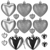 Bombki choinkowe 16 szt. komplet dekoracje świąteczne, nietłukące serca, srebrne