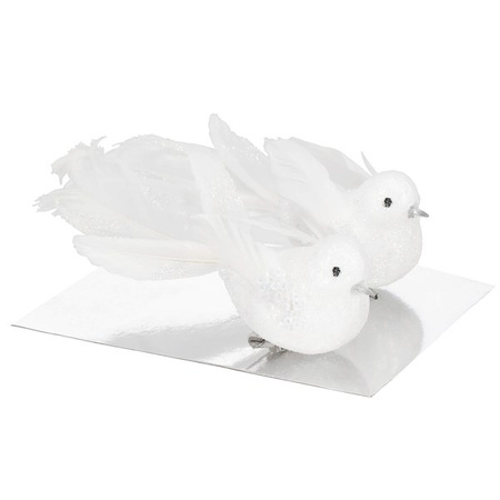 Zawieszki choinkowe 2 szt. ptaszki brokatowe białe