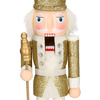 Dziadek do orzechów 38 cm z berłem, drewniany żołnierzyk złoty, figurka świąteczna