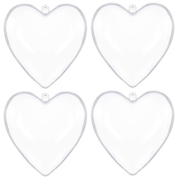 Bombki akrylowe 8cm serce plastikowe decoupage zestaw 4 szt.