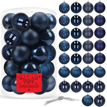 Bombki choinkowe 30 szt. ozdoby świąteczne zestaw 8cm granatowy