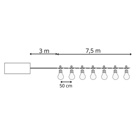 Lampki choinkowe solarne żarówki 15 Led oświetlenie zewnętrzne 10,5 m multikolor