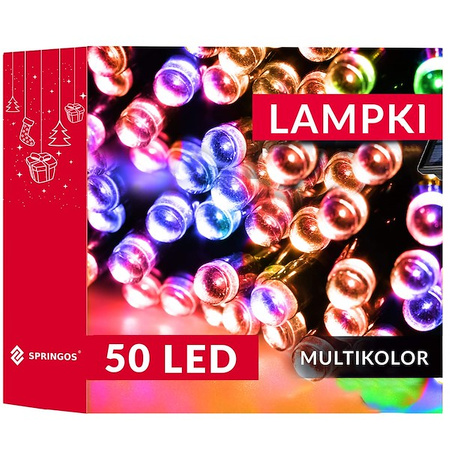 Lampki choinkowe 50 Led na baterie multikolor IP 44 z programatorem