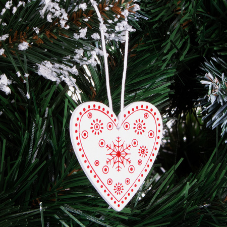 Świąteczne zawieszki drewniane serca zestaw 3 szt. biały