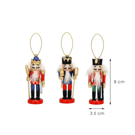 Zawieszki choinkowe 3 sztuki dziadek do orzechów drewniane ozdoby świateczne