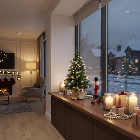 Choinka sztuczna mała 60 cm sosna ośnieżona z jutą mini drzewko świateczne na stolik