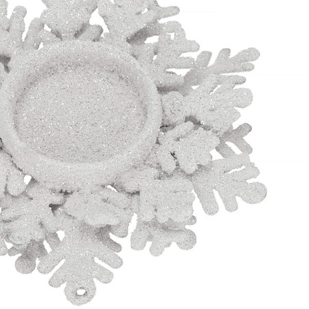 Świecznik świąteczny postawka na świeczkę tealight brokatowa srebrna