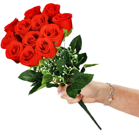 Bukiet sztucznych róż 12 kwiatów dekoracyjne czerwone