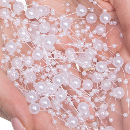 Łańcuch na choinkę z pereł 5-10mm ozdoba świąteczna biały