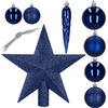 Bombki choinkowe 33 szt. ozdoby świąteczne zestaw z gwiazdą granatowe