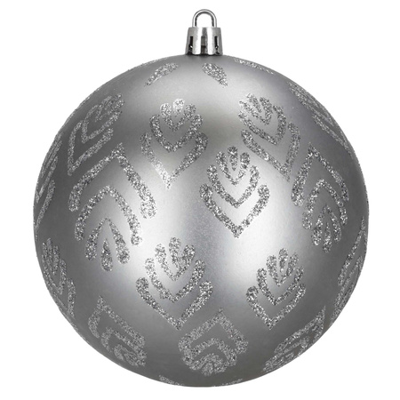 Srebrne bombki choinkowe 11 cm 12 szt. komplet dekoracje świąteczne zdobione