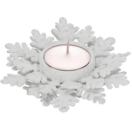 Świecznik świąteczny postawka na świeczkę tealight brokatowa srebrna